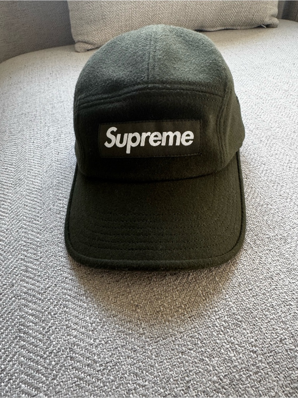 Supreme Olive Green Wool Camp Cap - Picture 2 of 6